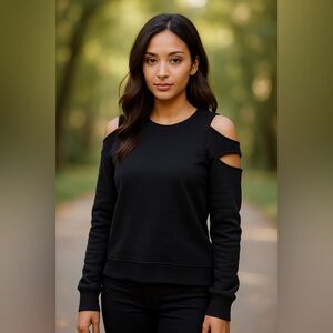 Anthropology| Sanctuary|Black Cold Shoulder Top